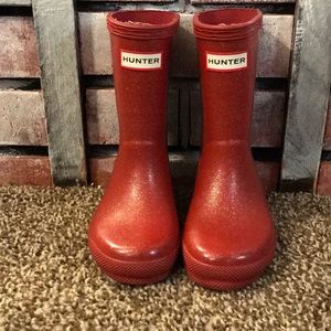 Glitter Red Hunter Boots Toddler size 8